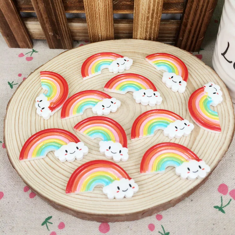 10 шт. с плоской задней кабошон плоская задняя Kawaii DIY Радуга плоское украшение из