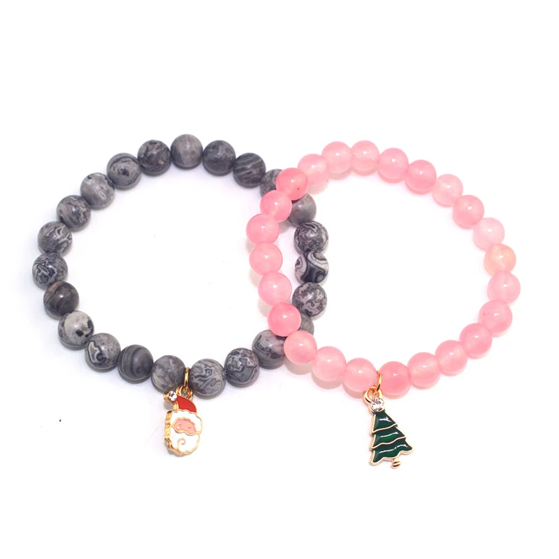 Карта каменная пудра браслет комбинация бисерный Пара Санта Клаус