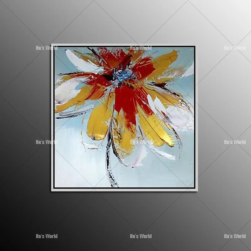 Художественная поставка высокое качество красный цветок нож картина маслом на