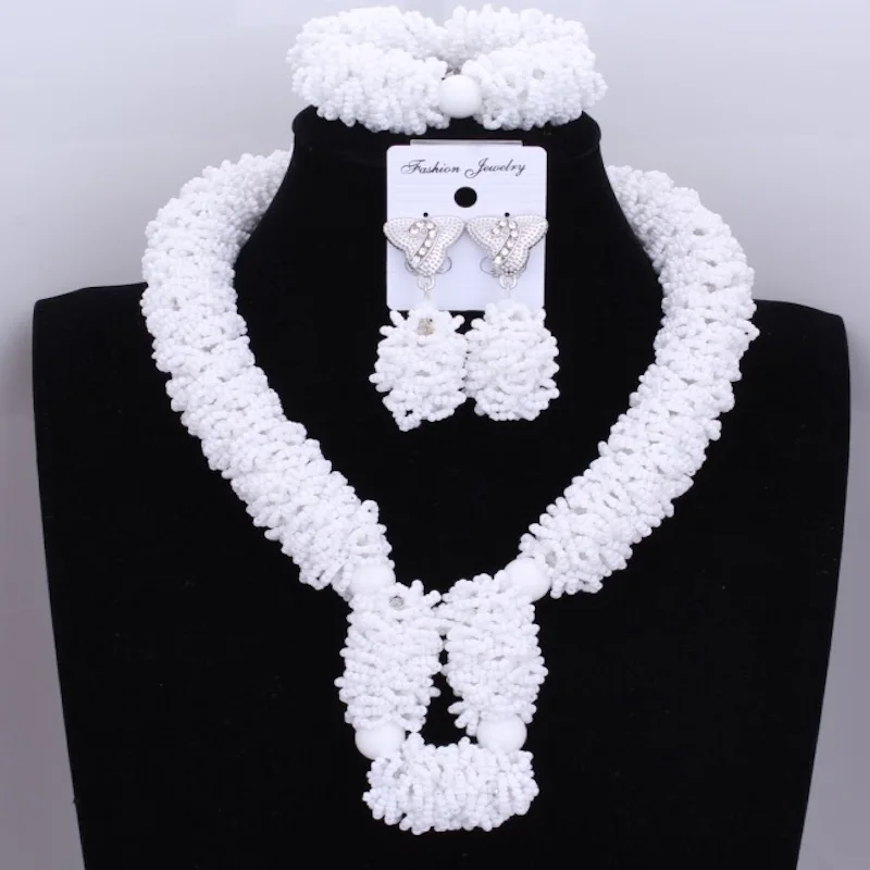 Белый бисер хрустальные бусины африканские нигерийские Свадебные ювелирные