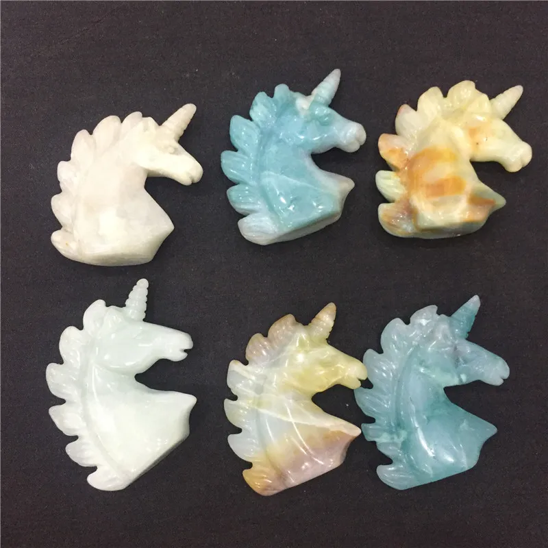 

2pcs lucky stone natural stones and minerals amazonite handmade Unicorn figurine healing crystals as gift for home decoration