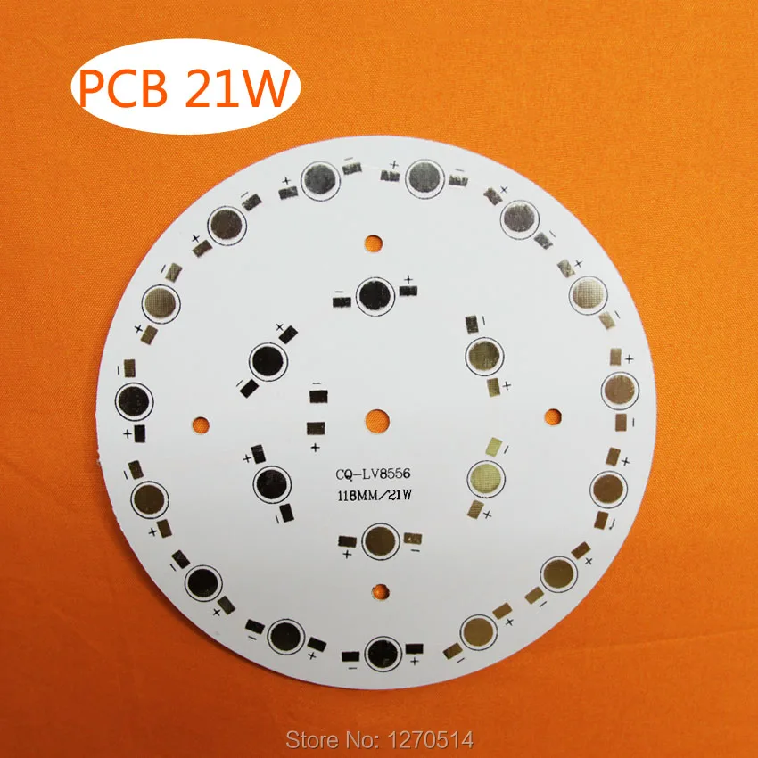 

5 шт./лот, 21 Вт LED PCB, 118 мм для 21 шт. светодиодов, алюминиевая пластина, алюминиевая печатная плата высокой мощности 21 Вт LED DIY PCB