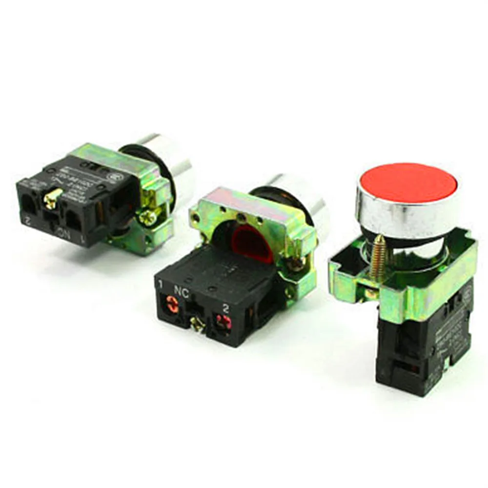 

3 Pcs 2 Terminal NO. Red Flat Head Momentary SPST Button Switch 10A 600V