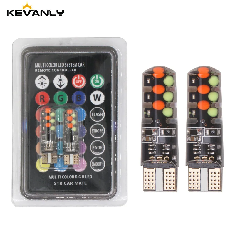Цветная (RGB) светодиодный T10 W5W 194 168 5050 SMD Купол автомобилей чтение светильник Клин