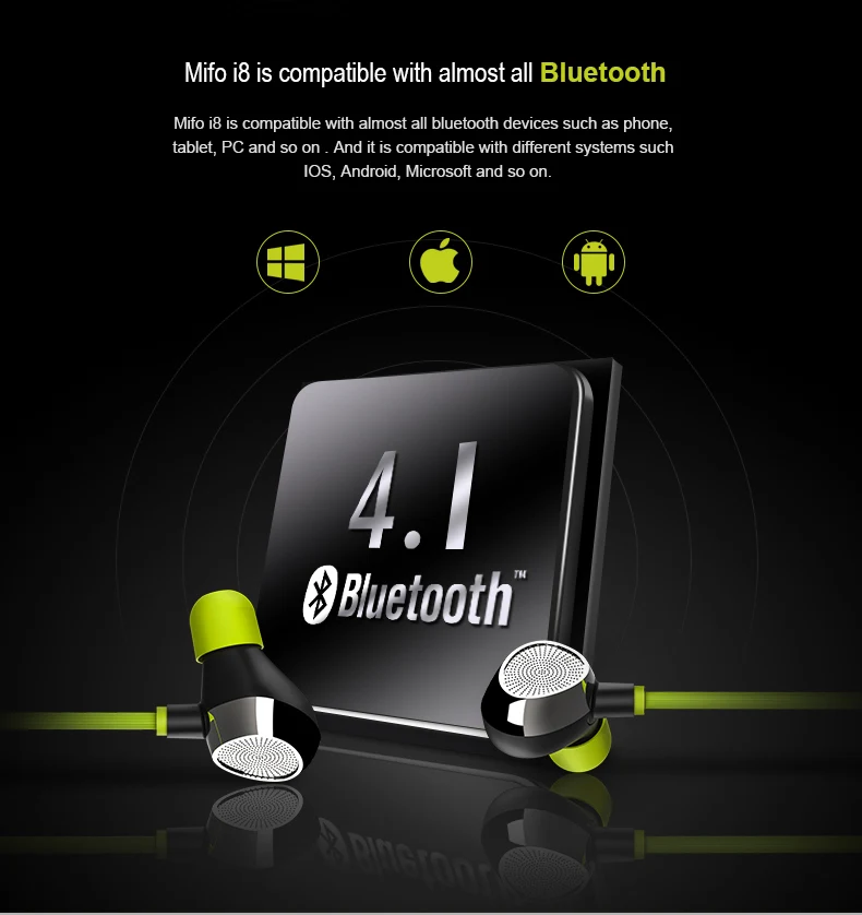 Mifo i8 bluetooth-наушники для спорта Беспроводной стерео музыка Headpone Магнитный всасывания зарядки наушники
