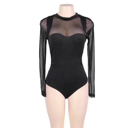 black bodysuit Comeonlover bodysuit long sleeve womens rompers black backless body manga longa jumpsuit short RI70187 - Цвет: black bodysuit