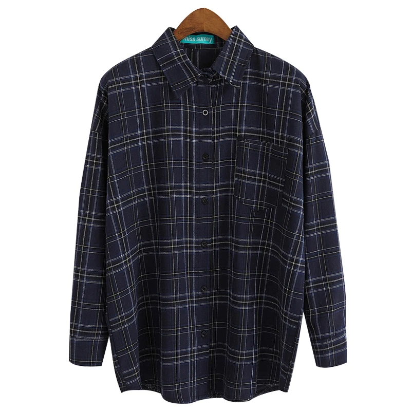 2019 женские рубашки туника каваи для девушек Ретро стиль новинка клетчатая