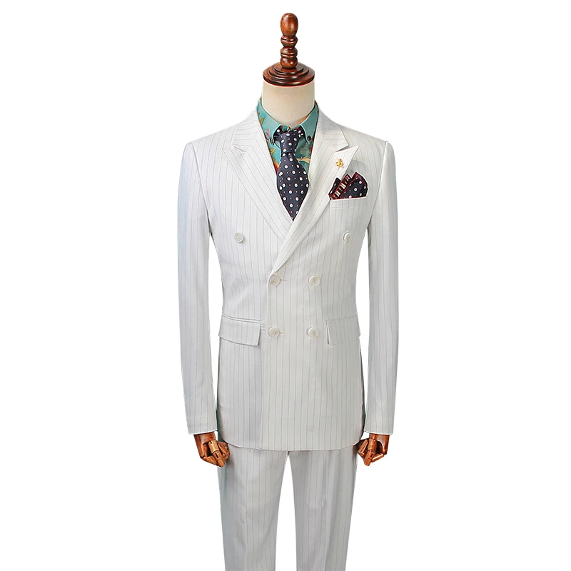 Новое поступление мужской костюм для жениха мужские костюмы в белую полоску