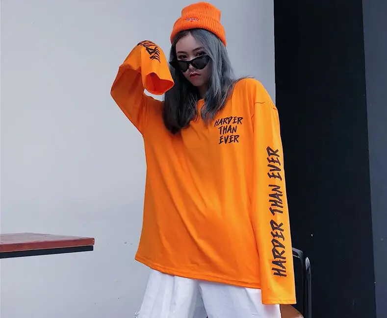 YouGeMan Футболка женская одежда весна корейский Ulzzang Harajuku уличная футболка с длинным рукавом Женская Повседневная Хип-Хоп Футболка Топ