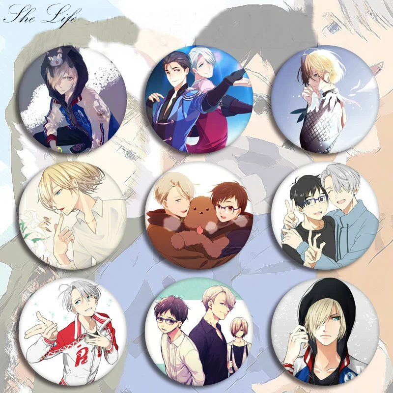 Аниме Япония YURI! На льду значок Pin коллекция Брошь куртка шляпа Заклепки для