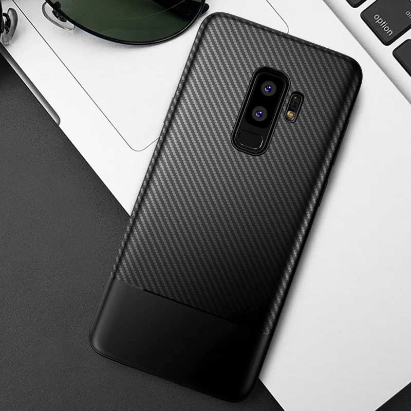 Роскошный чехол из углеродного волокна для Samsung Galaxy S9 Plus S9Plus силиконовый чехлы