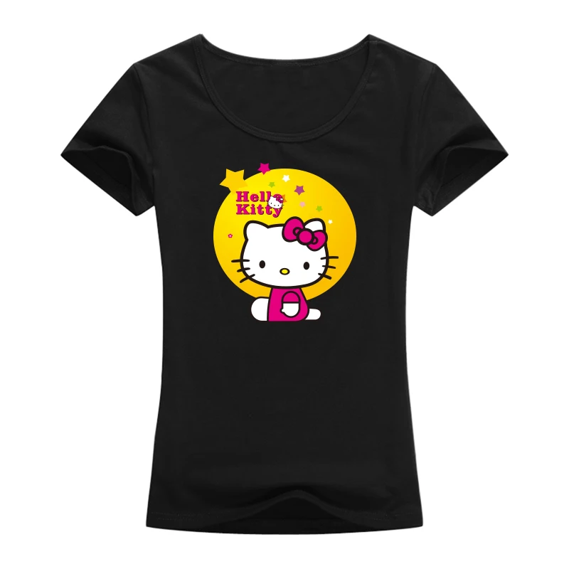 2016 harajuku топы футболки kawaii Hello Kitty Повседневная футболка высокого качества Модная