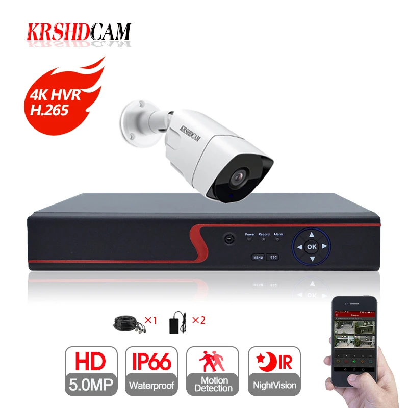 AHD комплект 1080 P/5.0MP H.265 DVR 1 шт. 5.0MP AHD Камера пуля ИК Водонепроницаемая наружная Камера Безопасности s домашняя система видеонаблюдения