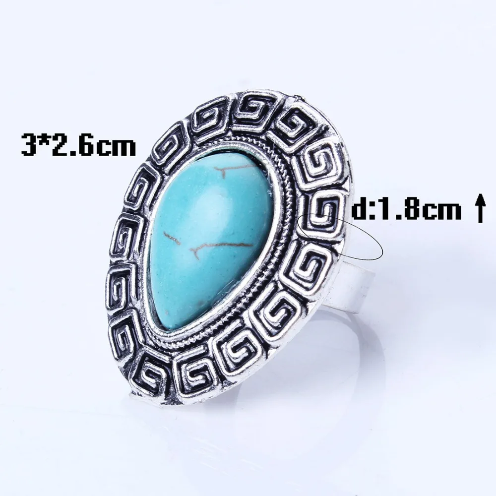 Nepal national retro ring drop shape Turquoise can adjust the size of | Украшения и аксессуары