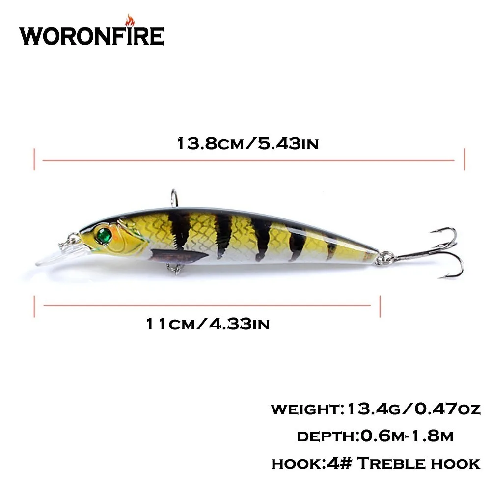 Minnow Fishing Hard Lure Artificial Bait 3D Eyes 11cm 13.4g Wobblers Crankbait Plastic Fish Pesca Isca Bass Trout Pike | Спорт и
