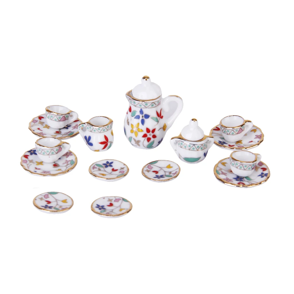 Кукольный домик Миниатюрный фарфоровый чайный сервиз для кукольного домика 1/12