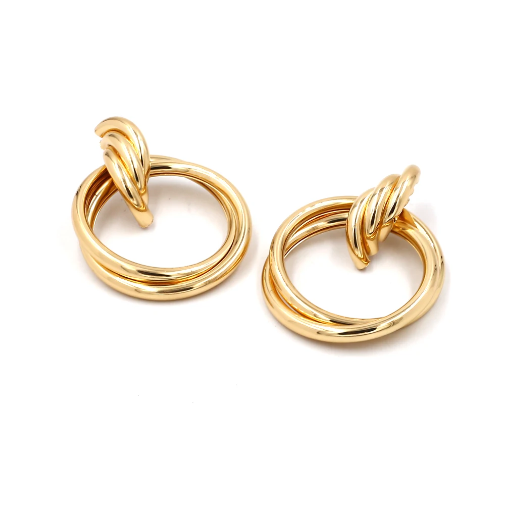 Vodeshanliwen New Gold Metal Round Stud Earrings For Women Hot Sale Vintage Statement Big Fashion Jewelry wholesale | Украшения и