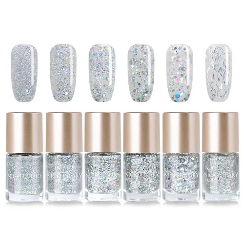 Sequins Nail Polish Nicole Diary лак для ногтей набор хамелеон лак для ногтей мерцающий блеск ногтей цветные маникюрные наконечники лак - Цвет: Sequins Nail Polish
