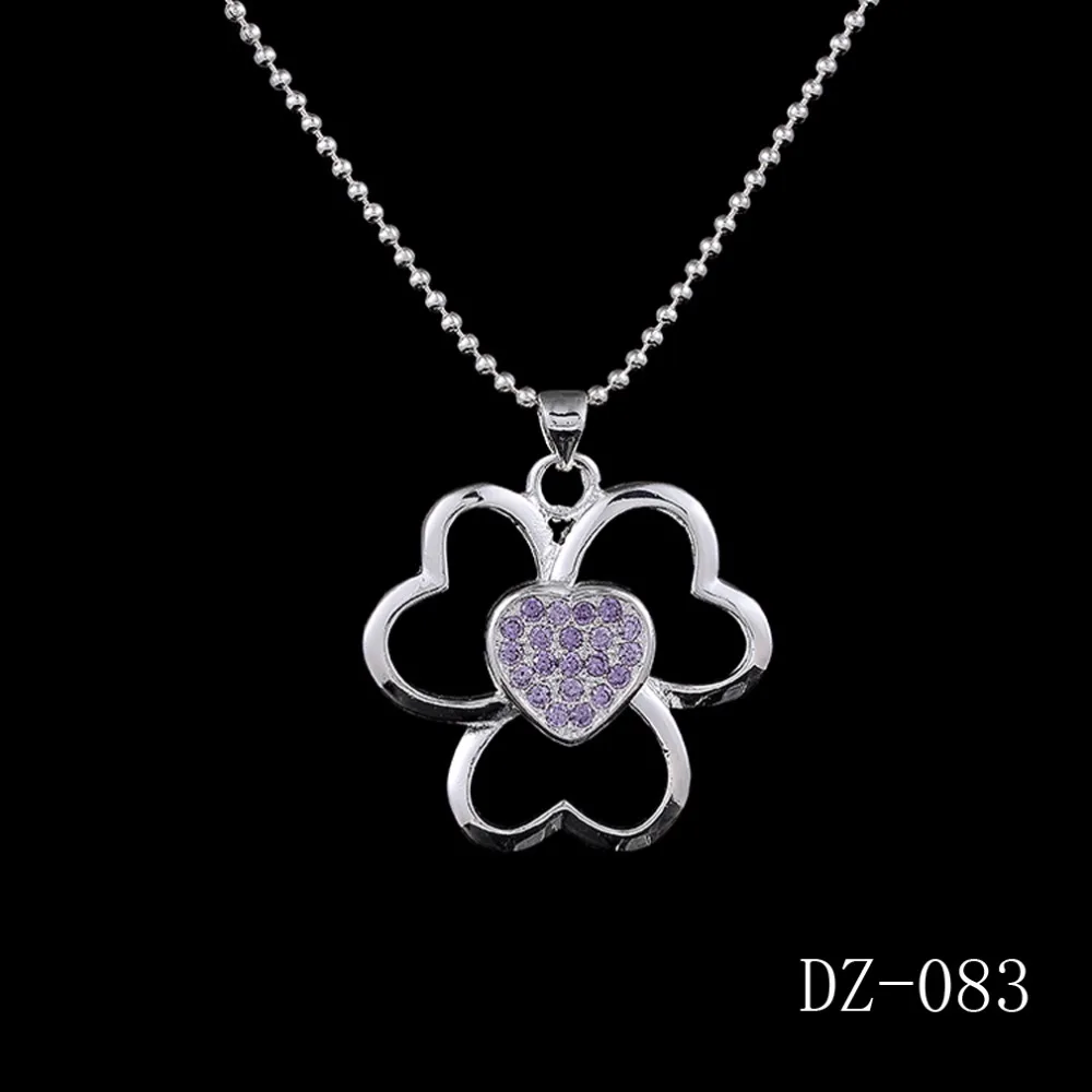 Женский кулон в виде клевера из серебра 925 пробы с цирконом | Украшения и