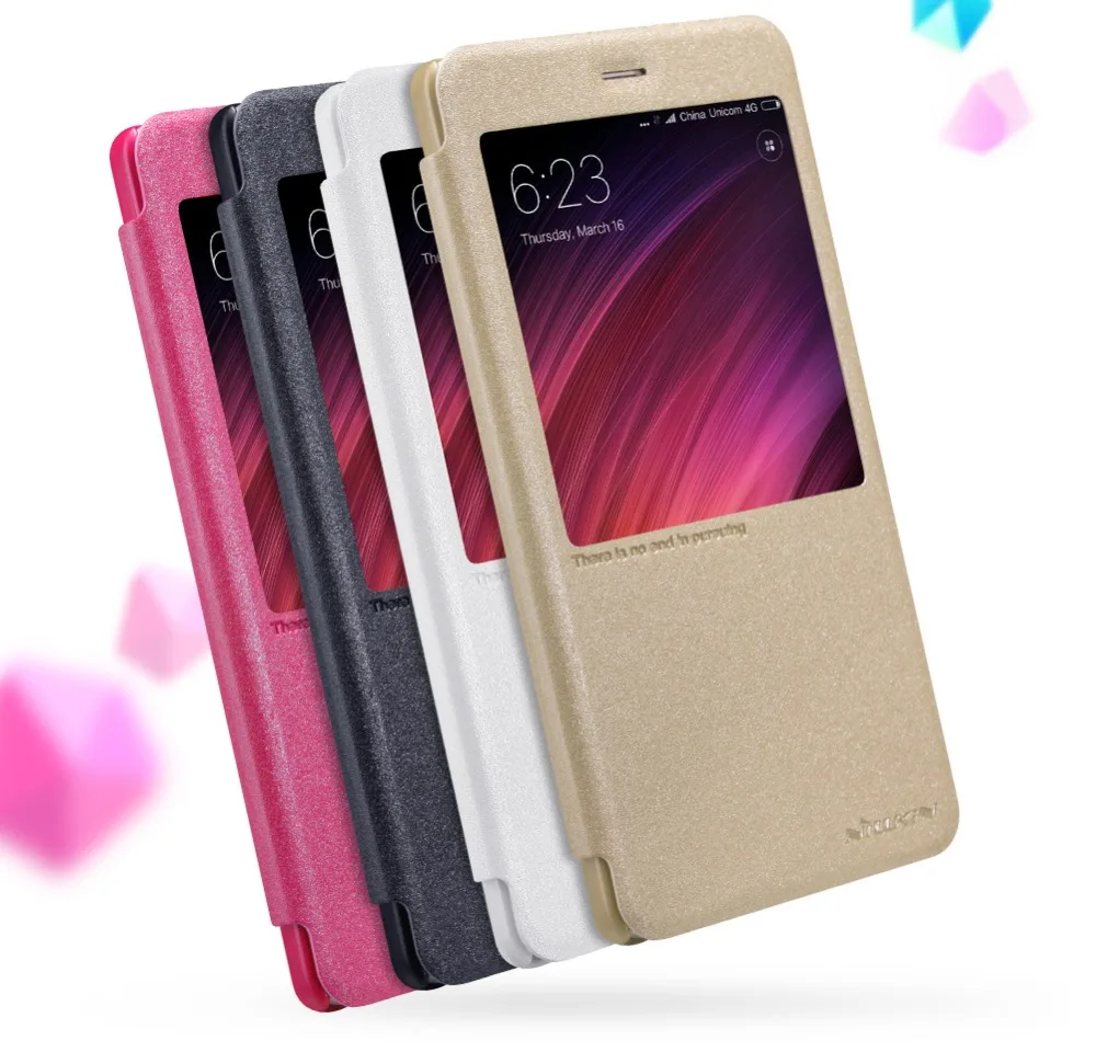 NILLKIN Sparkle ultra thin leather case phone for xiaomi redmi note 4x flip cover bag smart viewer window | Мобильные телефоны и