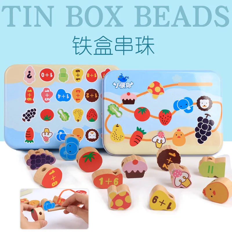 1 шт. деревянный бук фруктовый животный узор Когнитивное сложение вычитание