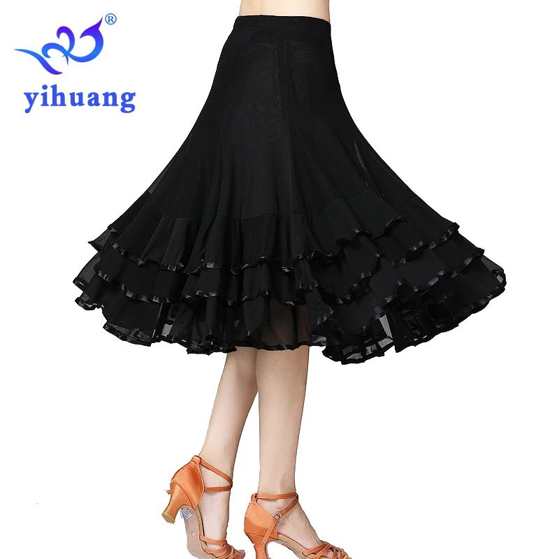 

Black/Red Women Ballroom Dance Skirt for Tango Waltz Modern Standard Foxtrot Quickstep Dance Skirt Competition Party Dress