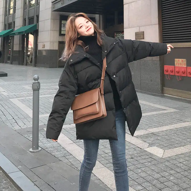 black Oversized Coats Stand Collar Winter Jacket Women Down Cotton Parka Thicken Warm Long Coat Women Parkas Mujer Winter Coat C5607 - Цвет: black