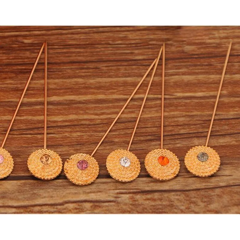 12 шт./лот разноцветные модные круглые хрустальные мусульманские броши шарф