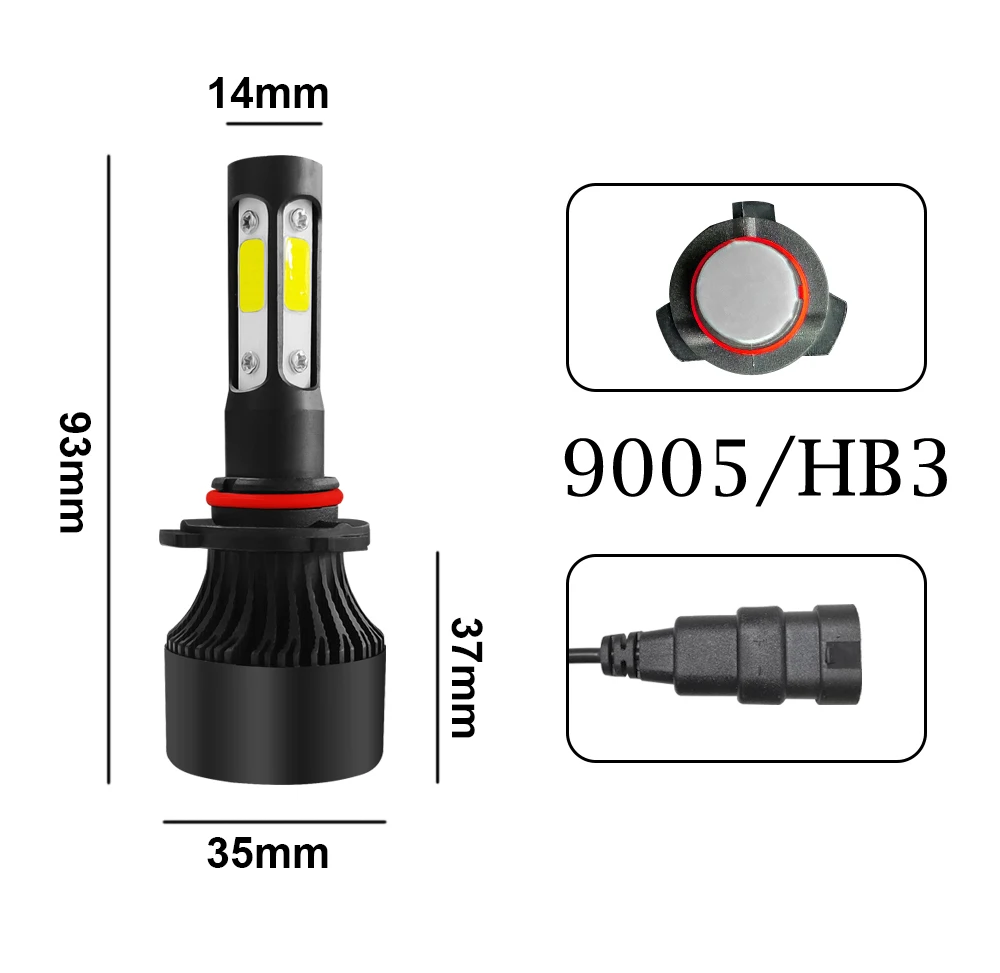 AICARKAS S2 4-сторонняя Лампа COB светодиодный фары для авто светодиодный H4 H13 9004/HB1 9007/HB3 36 Вт 6000LM турбо светодиодный H7 H11 9005 HB3 9006 HB4 автомобильные светодиодный