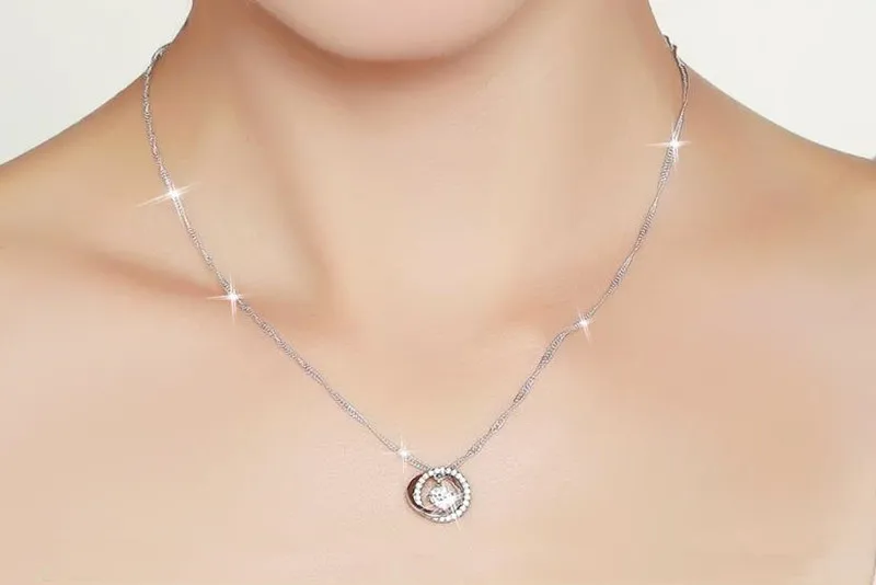Женское Ожерелье с кристаллом LUKENI модное ожерелье круглой подвеской из серебра