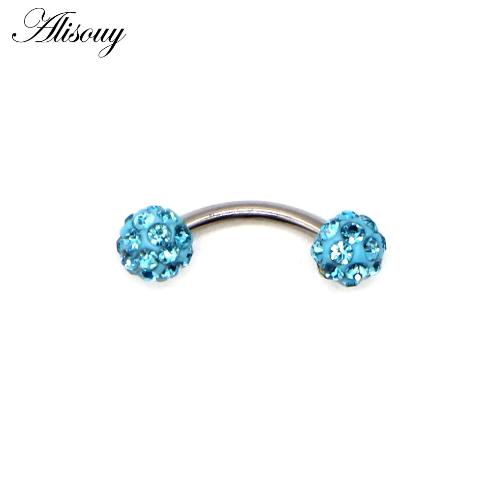 C Lake Blue Alisouy 1 шт. хирургическая сталь для бровей Gem Изогнутое Кольцо для бровей изогнутый Пирсинг Штанга банан ювелирные изделия для пирсинга тела Bijoux Earlets - Окраска металла: C Lake Blue