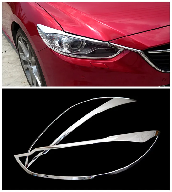 ABS Chrome Glossy Front Headlight Cover Exterior Chromium Styling Parts 2pcs For Mazda 6 M6 Atenza 2013 2014 2015 | Автомобили и