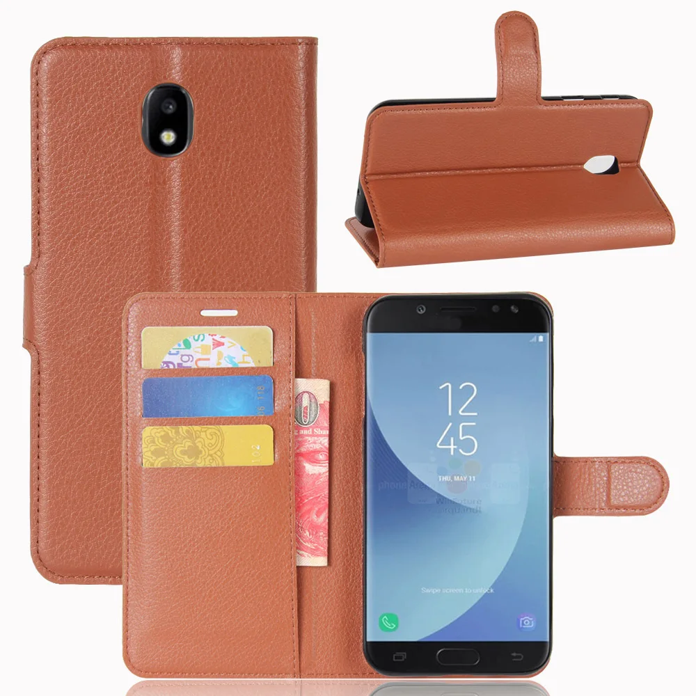 10pcs/lot Lichi grain wallet Leather PU+TPU Cover Case with card slot For Samsung Galaxy J5 J530 2017 EU Version | Мобильные