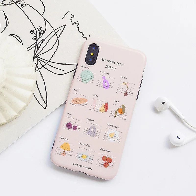 Забавный календарь для iPhone Xs XR Max Чехол мобильного телефона iPhone6s 7 8 настенный