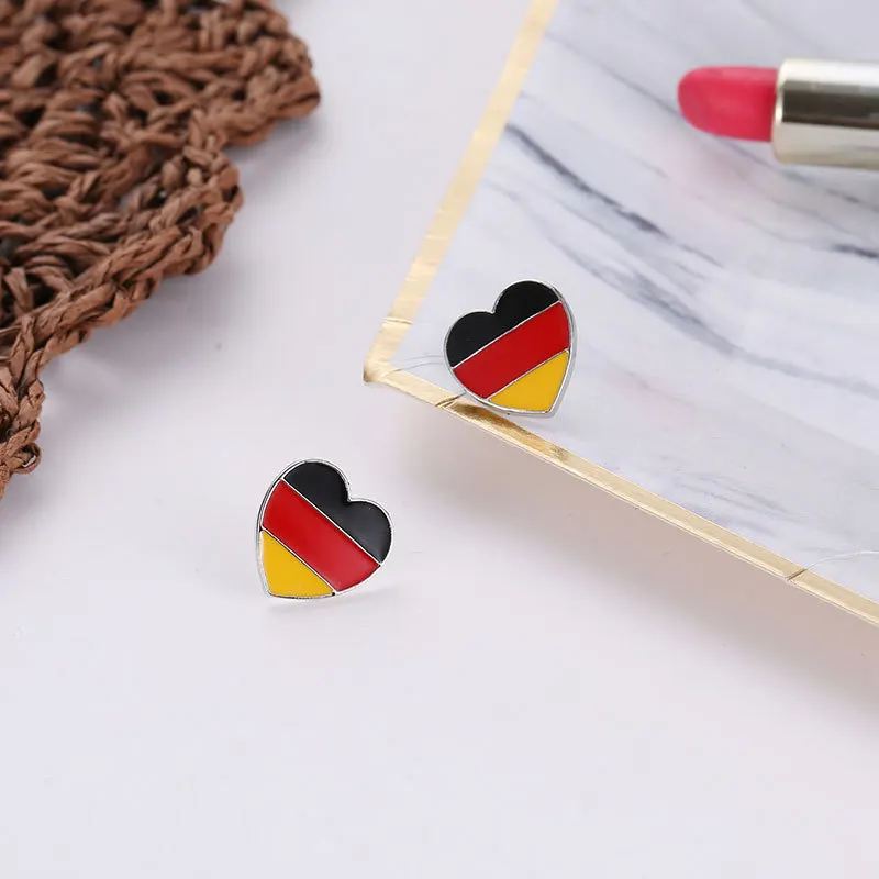

Black Yellow Red Colorful Love Heart Shape Stud Earrings For Women