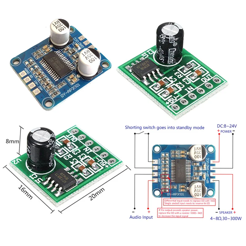 DY-AP3001 DC 24 V 30 W моно класс-D усилитель мощности модуль питания Диапазон напряжения |