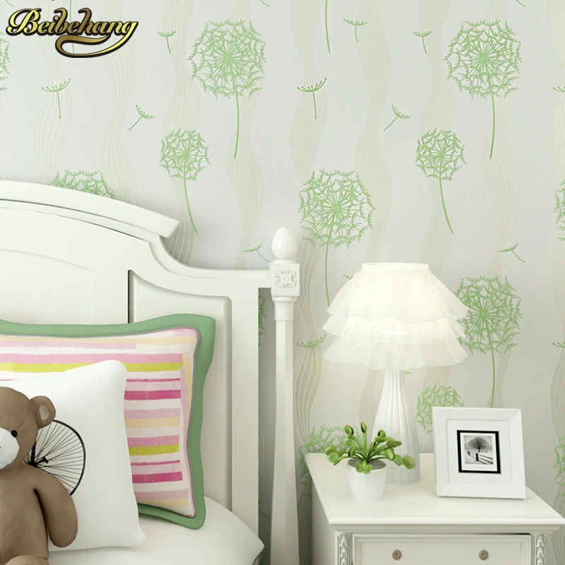 Обои для детской спальни с цветочным узором романтичный дизайн розовые/синие