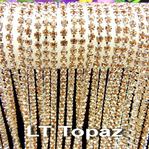 A6 Lt topaz Серебряная основа коготь 5 ярдов/R высокая плотность ss6 2 мм ss8 2,5 мм ss10 2,8 мм ss12 3 мм SS16 4 мм стразы на цепочке для пришивания клея на отделке - Цвет: A6 Lt topaz