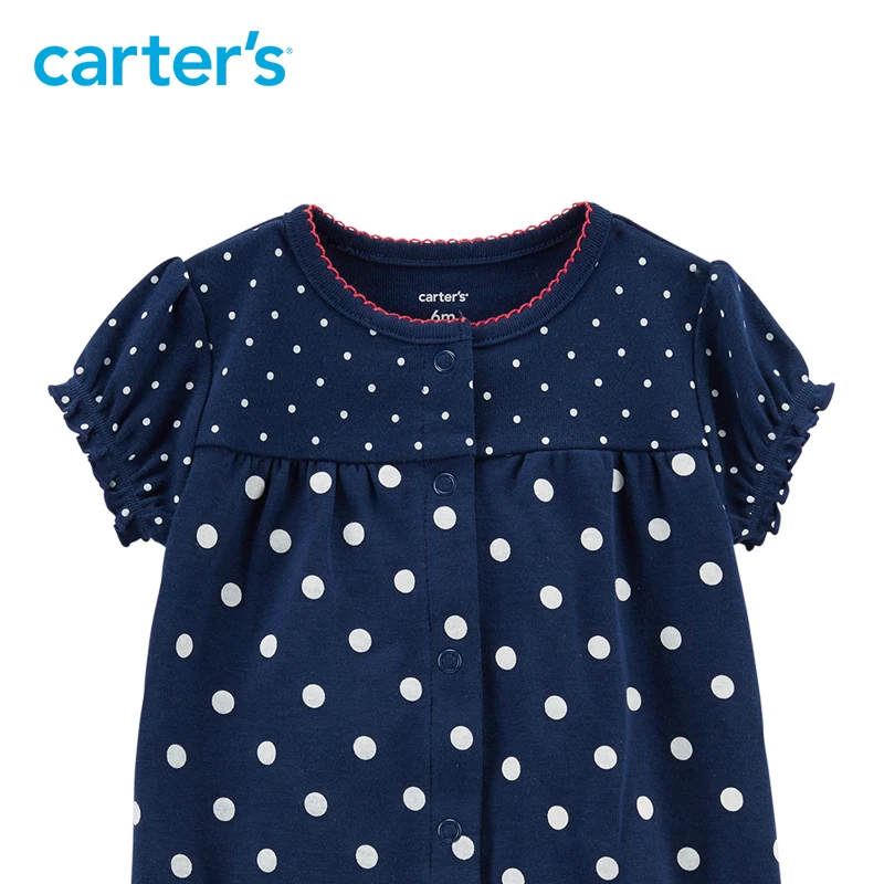 Carter's/1 предмет Милый хлопковый комбинезон в горошек и с клубничкой на кнопках