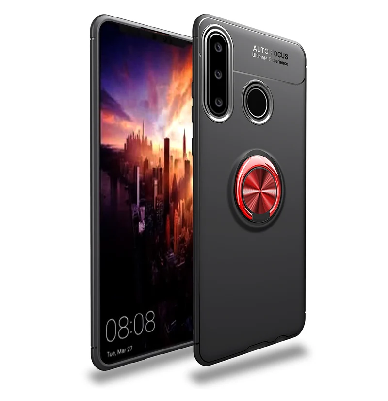 Red and Black Металлический чехол с кольцом для пальца для huawei honor 10i матовый чехол для телефона Мягкий ТПУ силиконовый задний Чехол для honor 10i противоударный чехол - Цвет: Red and Black