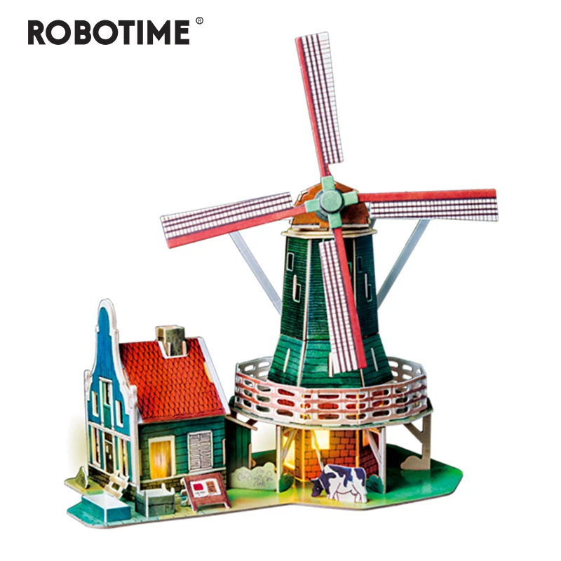 Robotime DIY ретро ветряная мельница Кукольный дом головоломка деревянная модель Строительная игрушка дом игрушка детский подарок для взрослых jooyoo