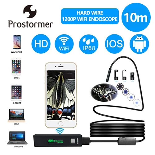 SPCC045H Prostormer 8 мм Wifi эндоскоп 1200P HD Hardwire эндоскоп для Android Iphone 8 светодиодный Endoscopio водонепроницаемый camaras endoscopica 30 - Цвет: SPCC045H