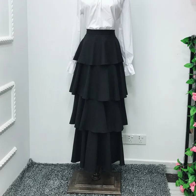 Мусульманская юбка с оборками Faldas Mujer Moda летняя Турецкая длинная макси высокой
