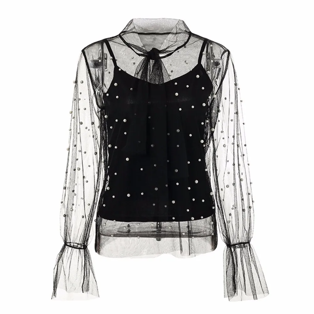 Лето осень Для женщин кружева топы v образным вырезом модные пикантные