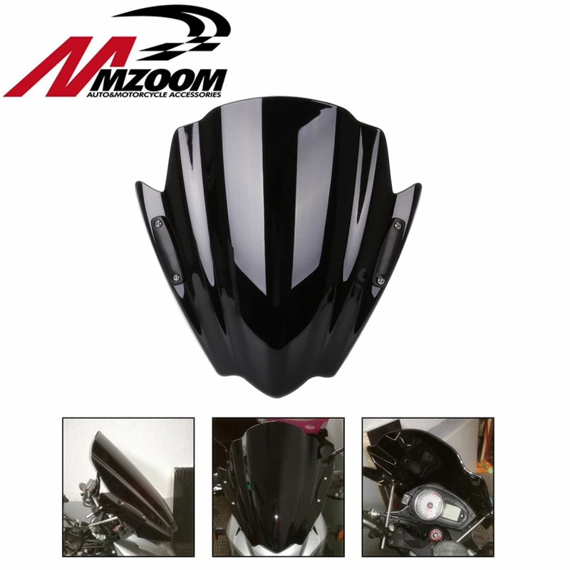 

Universal Black Motorcycle Windshield Windscreen 7/8" & 1" Handlebar Mount For Honda BMW Yamaha KTM