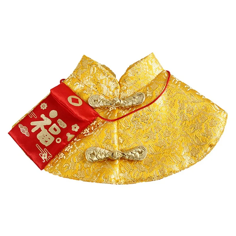 Демисезонная одежда для домашних животных кошка костюмы Tang китайский год красный конверт праздничный плащ с капюшоном Теплый «рюмочка» в китайском стиле