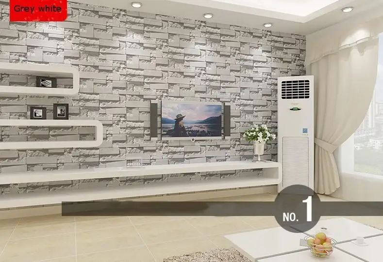1 grey white Современные сложенные кирпичные 3d каменные обои рулон серый кирпич обои из сандалового, черного дерева для гостиной пвх виниловые обои - Цвет: 1 grey white
