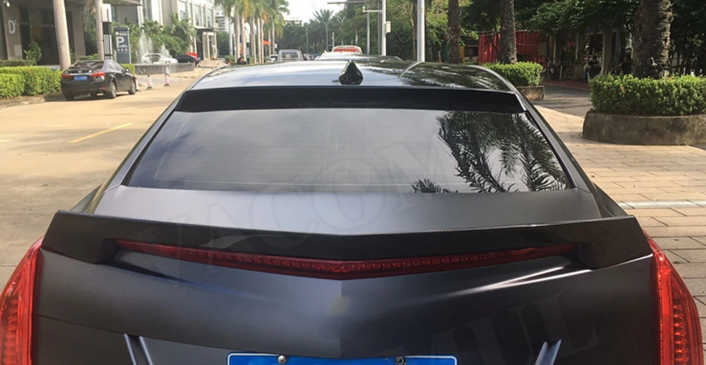 V Стиль углеродного волокна задний спойлер для Cadillac ATS Седан 4 двери frp зад бампер багажник крылья