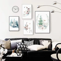 nordic minimalist simple cartoon animal and plants home decor painting space wall art for living room poster canvas unframe