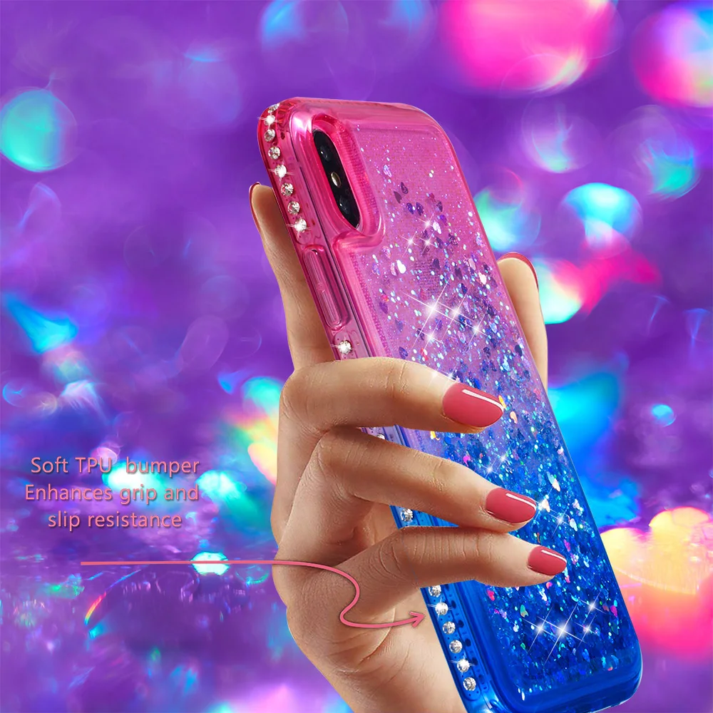 Алмазный блестящий чехол для iPhone 5 5S SE 6 6S 7 8 Plus X XS max XR Coque жидкий зыбучий песок плавающий блестящий чехол
